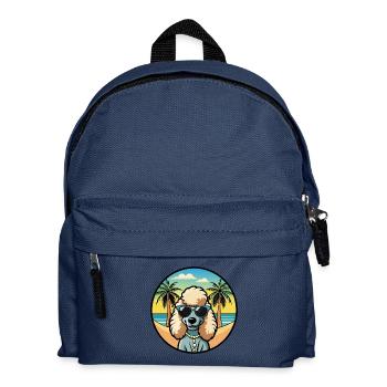 Corded Poodle Dog Breed Cartoon Sunglasses Beach - Kids' Backpack - navy - Front