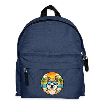 Central Asian Shepherd Dog Breed Cartoon Beach - Kids' Backpack - navy - Front