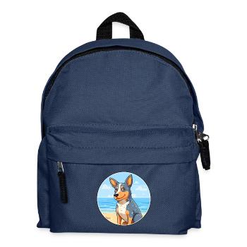 Blauer Heeler Hund Rasse Cartoon Kawaii Clipart Hund - Kinder Rucksack - Navy - Vorne
