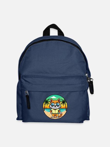 Bombai Katzenrasse Cartoon Sonnenbrille Strand - Kinder Rucksack - Navy