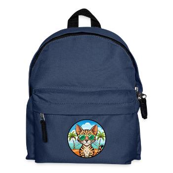 Ocicat Domestic Cat Breed Cartoon Sunglasses Beach - Kids' Backpack - navy - Front