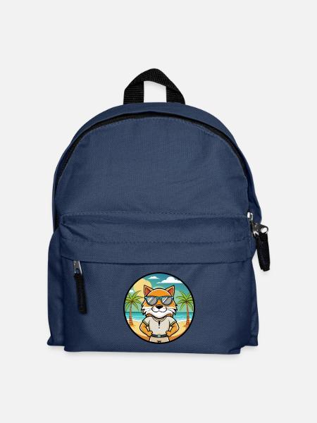 Highlander Katzenrasse Cartoon Sonnenbrille Strand - Kinder Rucksack - Navy