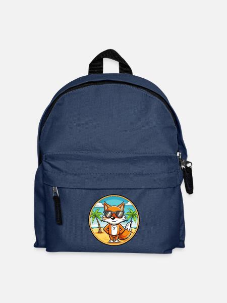 Fuchs Lustige Cartoon Sommer Strand Sonnenbrille Aufkleber - Kinder Rucksack - Navy