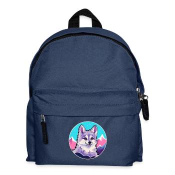 Alaskan Klee Kai Hunderasse Cartoon Kawaii Watercol - Kinder Rucksack - Navy - Vorne