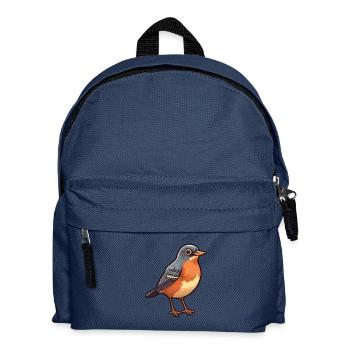 Amerikanische Robin-Karikatur-Kawaii-Illustration - Kinder Rucksack - Navy - Vorne