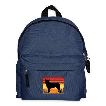 Blue Heeler Hund Liebhaber Silhouette Vintage Sonnenuntergang - Kinder Rucksack - Navy - Vorne