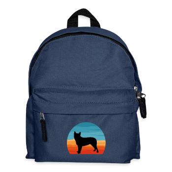 Blue Heeler Hund Liebhaber Silhouette Vintage Sonnenuntergang - Kinder Rucksack - Navy - Vorne