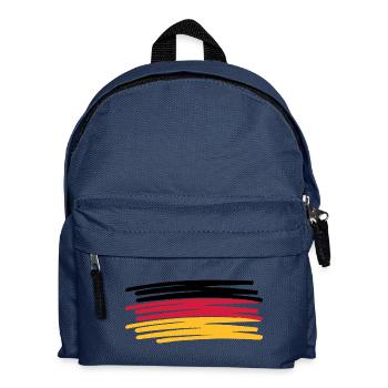Deutschland Farben Stift gemalt Fahne - Kinder Rucksack - Navy - Vorne