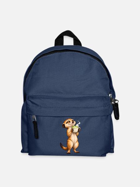 Erdmännchen mit Matcha Latte – Süße Teepause - Kinder Rucksack - Navy
