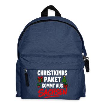 Christkinds Paket kommt aus Sachsen Weihnachten - Kinder Rucksack - Navy - Vorne