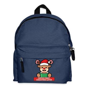 Kaffee zuerst Weihnachten, später Rentiere - Kinder Rucksack - Navy - Vorne