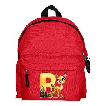 Tieralphabet - Buchstabe B für Reh - Zeichnung - Kinder Rucksack - Rot - Vorne