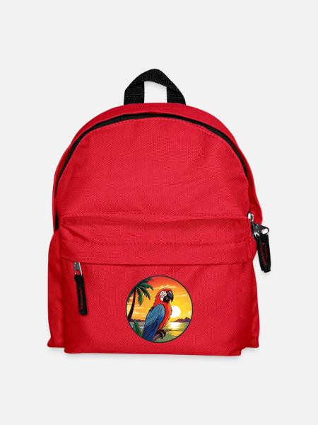 Papagei buntes Aquarell Cartoon Kawaii Tier - Kinder Rucksack - Rot