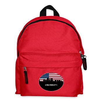 Cincinnati Ohio USA Flagge Skyline Reise Souvenir - Kinder Rucksack - Rot - Vorne