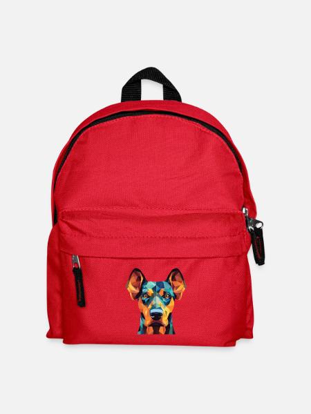 Dobermann Pinscher Hunderasse buntes Aquarell - Kinder Rucksack - Rot