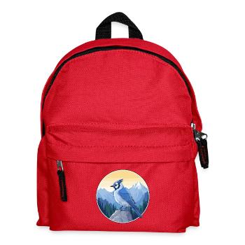 Blauer Eichelhäher Aquarell Karikatur Kawaii Haustier Tier Colo - Kinder Rucksack - Rot - Vorne