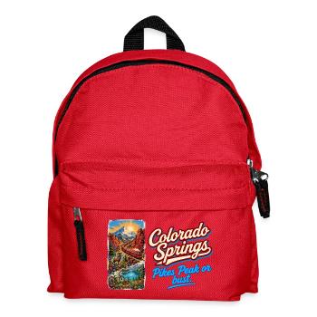 Colorado Springs Retro Vintage Pikes Peak Design - Kinder Rucksack - Rot - Vorne