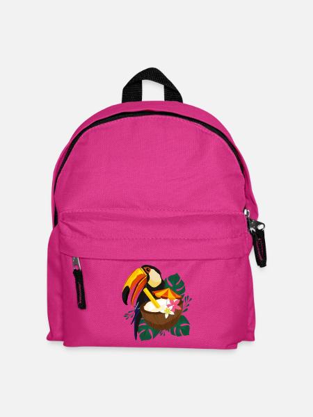 Tukan mit Kokosnuss-Cocktail - Tropisch - Kinder Rucksack - Fuchsia