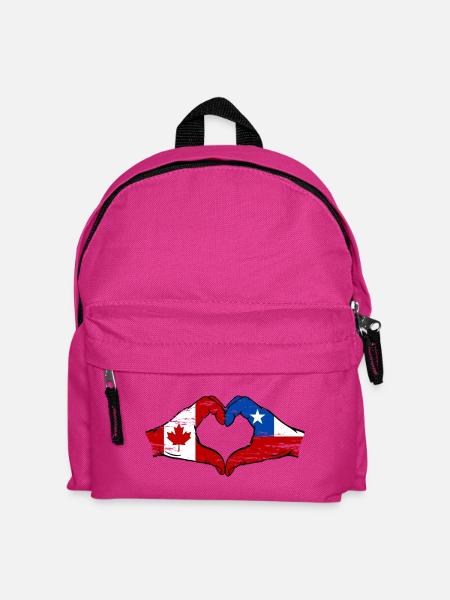 Kanada Chile Flagge Hände Herzform used - Kinder Rucksack - Fuchsia