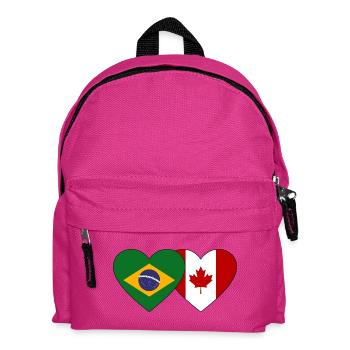 Brazil Canada Heart Flag - Kids' Backpack - fuchsia - Front