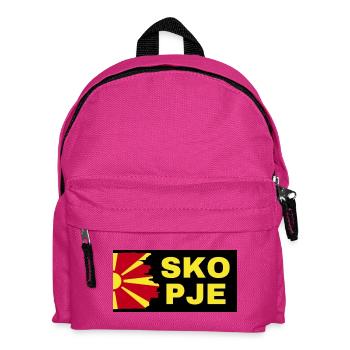 La ville de Skopje avec le drapeau de la Macédoine du Nord - Sac à dos Enfant - fuchsia - Devant