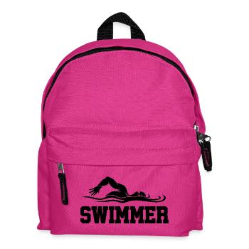 Swimmer silhouette in aqua style - Kids' Backpack - fuchsia - Front