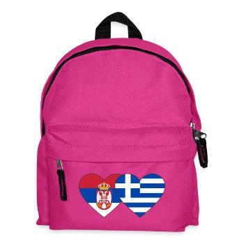 Serbien Griechenland Flagge Herz - Kinder Rucksack - Fuchsia - Vorne