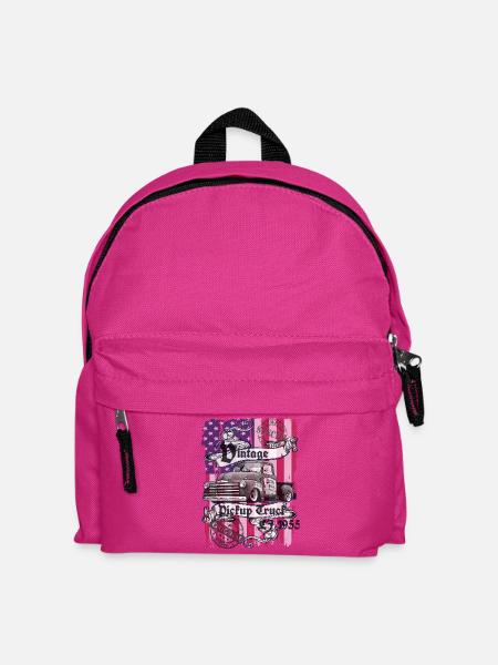 Vintage Pickup Flaggen Truck - Kinder Rucksack - Fuchsia