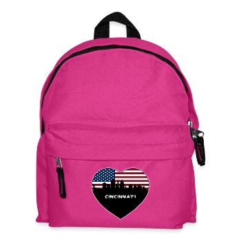 Cincinnati Ohio USA Flagge Skyline Reise Souvenir - Kinder Rucksack - Fuchsia - Vorne