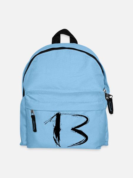 Zahl 13 Lieblingszahl Design Bürste Schwarz neu - Kinder Rucksack - Hellblau