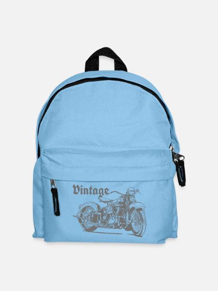 Vintage Motorrad Lineart - Kinder Rucksack - Hellblau