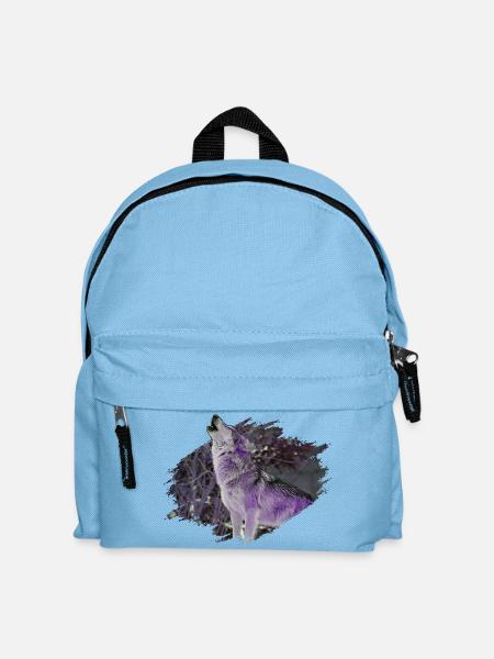 Wolf - Kinder Rucksack - Hellblau