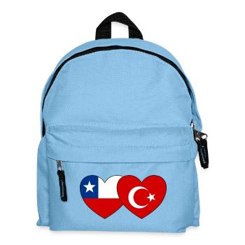 Chile Türkei Flagge Herz - Kinder Rucksack - Hellblau - Vorne