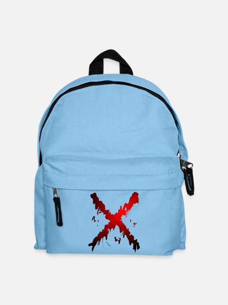 X Desing rot schwarz - Kinder Rucksack - Hellblau