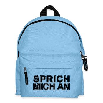 Sprich mich an Spruch Party - Kinder Rucksack - Hellblau - Vorne