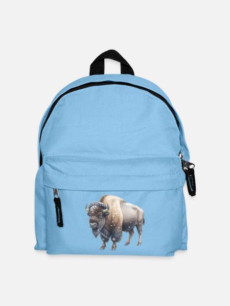 Europäische Bisons im Winter - Kinder Rucksack - Hellblau