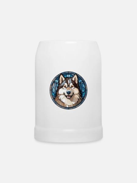 Alaskan Malamute Hunderasse Aquarellglas - Bierkrug - Weiß