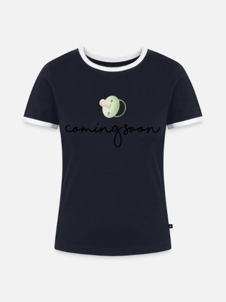 coming soon - Frauen Kontrast-T-Shirt - Navy/Weiß