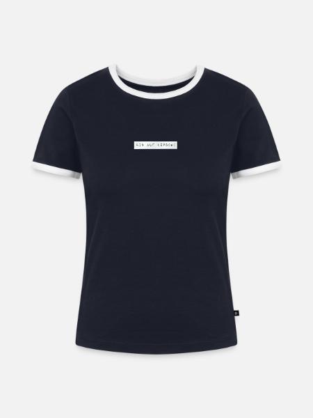 bin auf Lepschi - Frauen Kontrast-T-Shirt - Navy/Weiß
