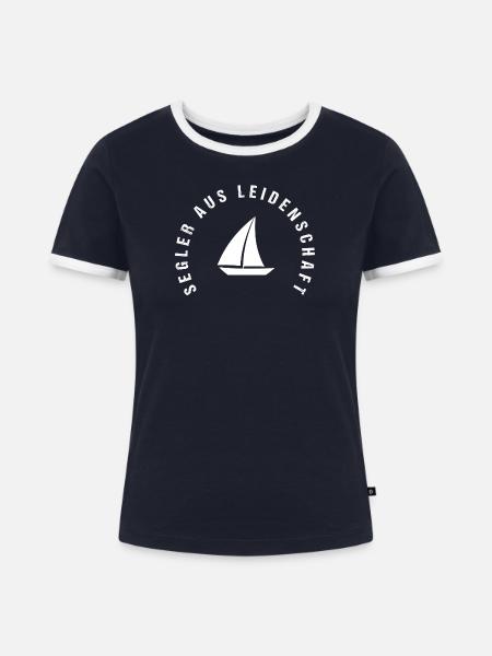 Segler aus Leidenschaft - Frauen Kontrast-T-Shirt - Navy/Weiß 