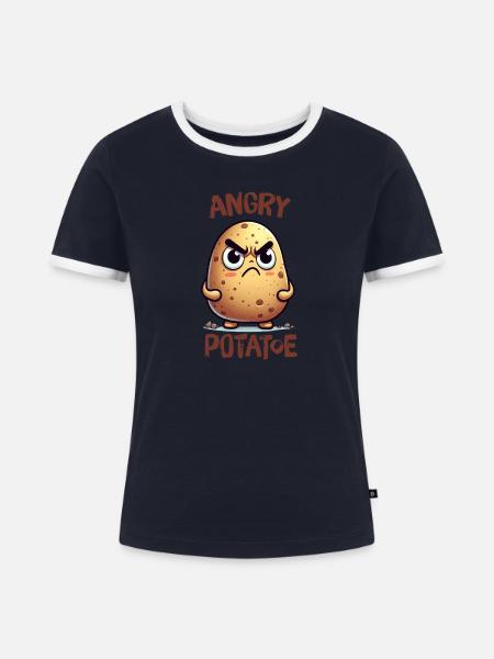 Angry Potatoe - Frauen Kontrast-T-Shirt - Navy/Weiß 