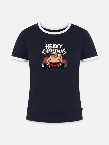 Heavy Christmas - Frauen Kontrast-T-Shirt - Navy/Weiß