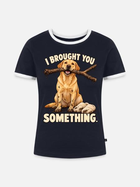 Labrador-Zweigstellenlieferung - Frauen Kontrast-T-Shirt - Navy/Weiß