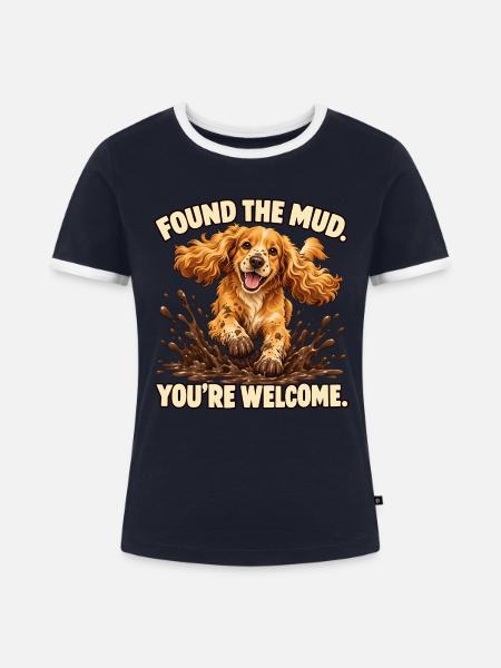 Cocker Spaniel fand den Schlamm - Frauen Kontrast-T-Shirt - Navy/Weiß 