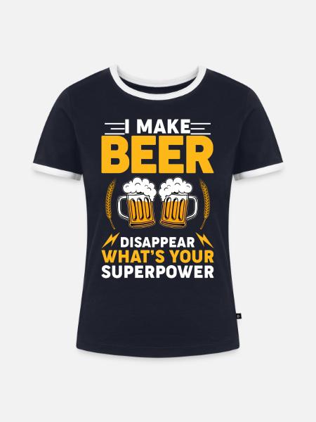 Bier verschwinden – Welche Superkraft? - Frauen Kontrast-T-Shirt - Navy/Weiß 