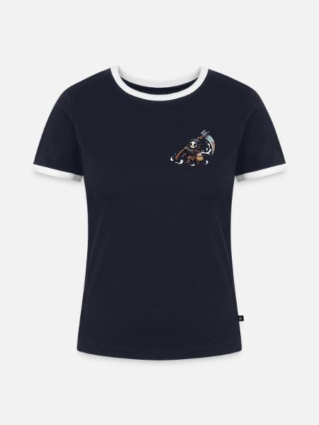 Süßer kleiner Seelenschnitter mit Geistern - Frauen Kontrast-T-Shirt - Navy/Weiß 