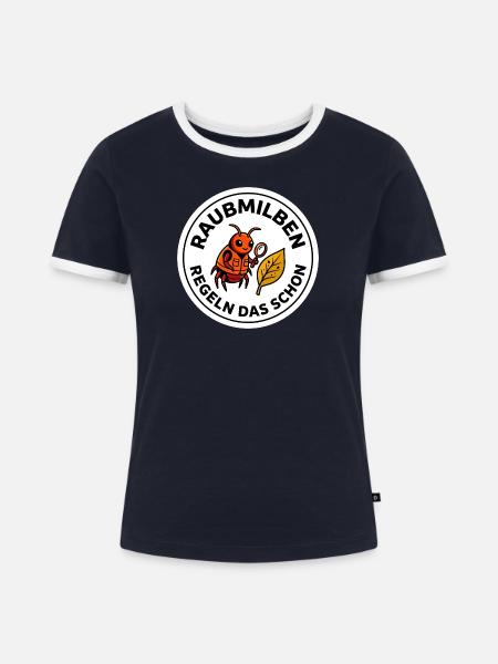 Raubmilben Regeln Das Schon Nützlinge - Frauen Kontrast-T-Shirt - Navy/Weiß 