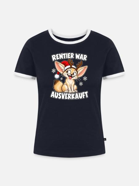 Rentier war Ausverkauft Fuchs - Frauen Kontrast-T-Shirt - Navy/Weiß 