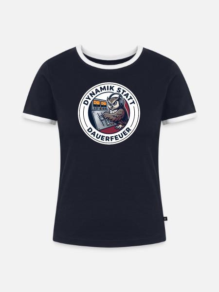 Tontechniker Dynamik Mastering Tonstudio - Frauen Kontrast-T-Shirt - Navy/Weiß 