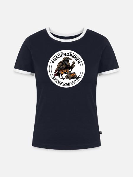 Tontechniker Phasendreher PA System - Frauen Kontrast-T-Shirt - Navy/Weiß 